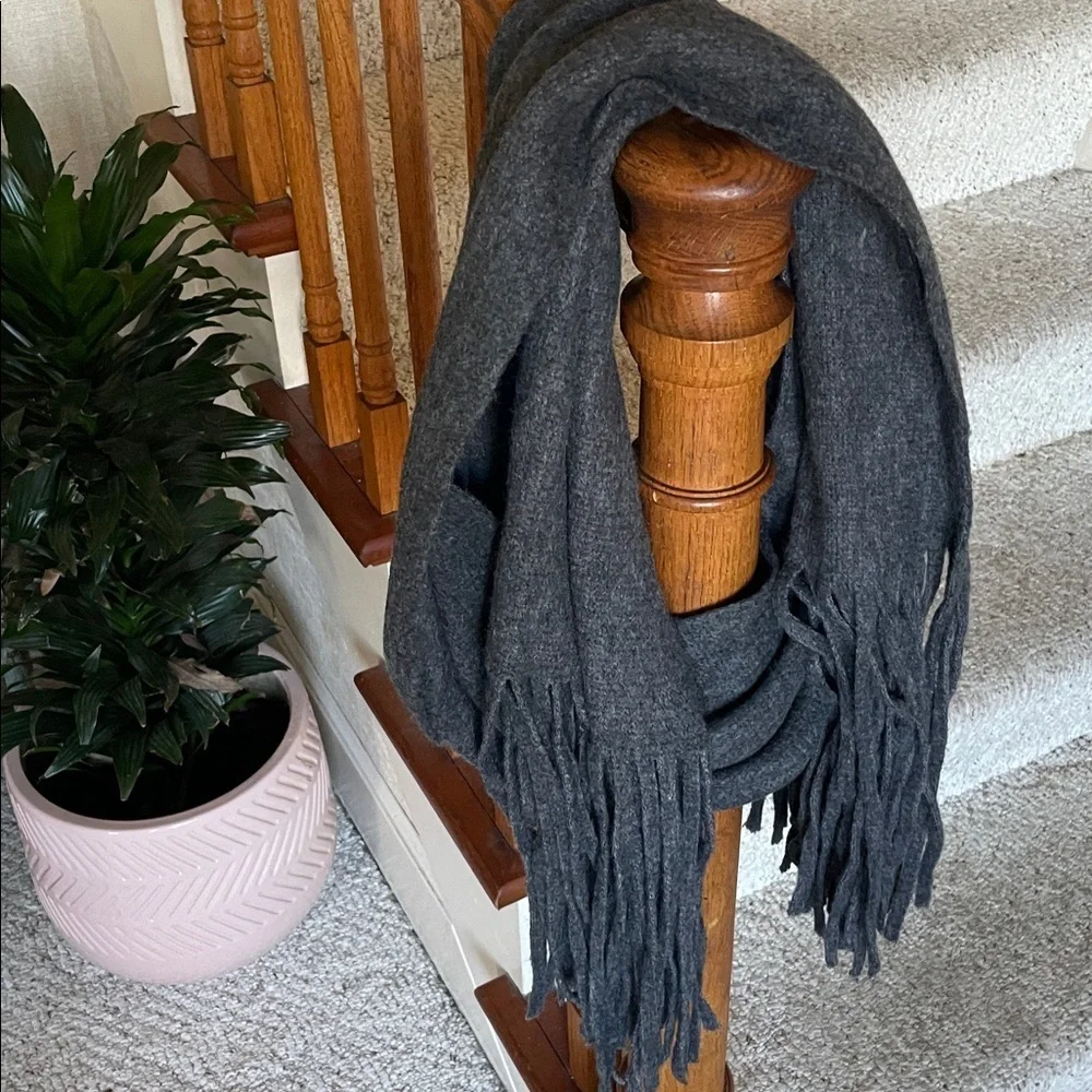 Boho Urban Gray Fringe Scarf